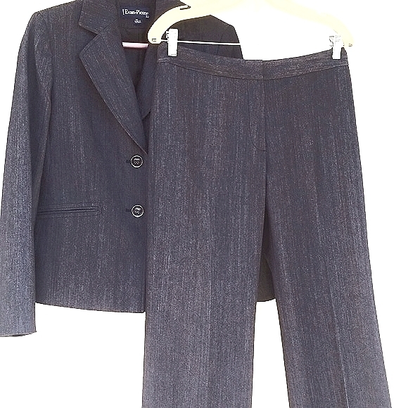NEW 6P FULLY LINED EVAN PICONE GRAY GREY-BLUE PANT SUIT - Picture 2 of 8